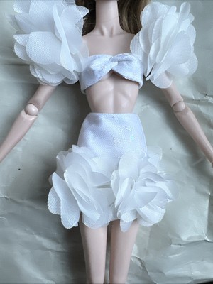 UNBRANDED HANDMADE Integrity Fashion Royalty NU.FACE 12  DOLL SIZE WHITE OUTFIT