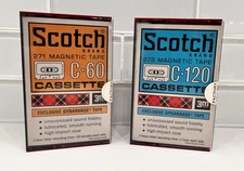 Vintage SCOTCH 271 C-60 & 273 C-120 Blank Audio Cassette Tape Lot Of 2 RARE!