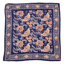 Hand Dyed Batik Bandana, 100% Soft Cotton, Passion Flutter, Blue, Peach