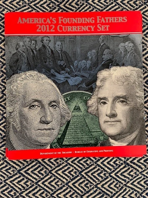 AMERICICAN FOUNDING FATHERS 2012  CURRENCY SET: $1 & $2 MATCHING #'s MINNEAPOLIS - Image 2 of 3