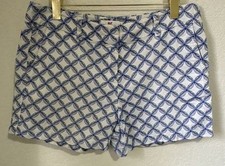 Vineyard Vines Shorts Size 8 Blue White Leaf Geometric Cotton