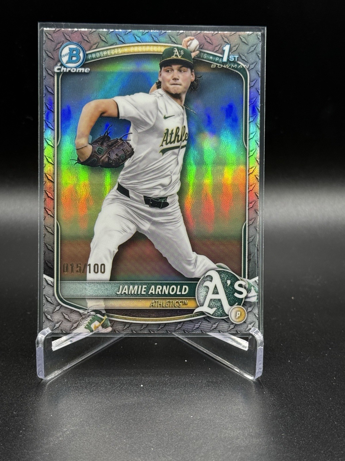 2025 Bowman Draft Jamie Arnold Chrome Steel Metal Refractor 1st 15/100 Athletics