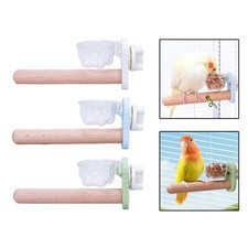 Hard Wood Birdcage Perch Parrot Perch Stand with Feeder Bird Supplies Easy to