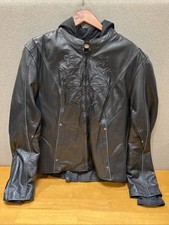 Milwaukee Leather ML2066 Women's 3/4 Black Leather Hoodie Jacket Tribal Design