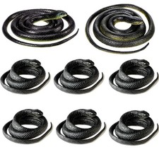 8 Pieces Large Realistic Rubber Snake Toys Fake Black Plastic Snakes That Look R