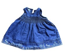Vtg OshKosh B'gosh 12M Scenic Hem Village Embroidered Denim Cottagecore Y2K