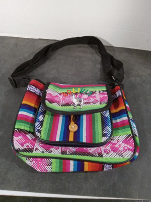 Bolivia Crossbody Purse Hand Stitched Multicolor Embroidered Aztec Camel