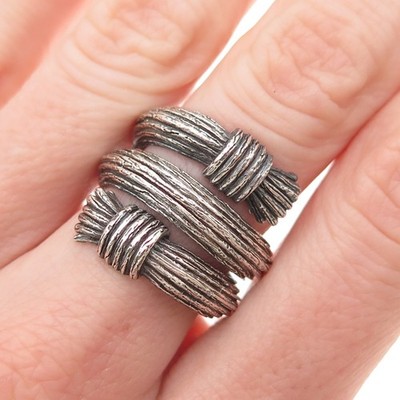 Bleue Burnham Sterlingsilber London verstellbar oxidiert Spirale Ring Größe 6,5