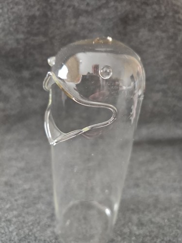 Dispenser snack caramelle arachidi uccellino/pinguino vetro trasparente vintage soffiato a mano, alto 7,5" - Foto 2 di 3