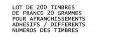 LOT 200 TIMBRES ADHESIFS FRANCE 20 GRAMMES POUR AFFRANCHISSEMENT FACIALE 304 €