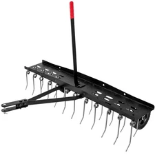 48inch Tow Behind Dethatcher with 24 Spring Steel Tines,Lawn Sweeper Garden G...