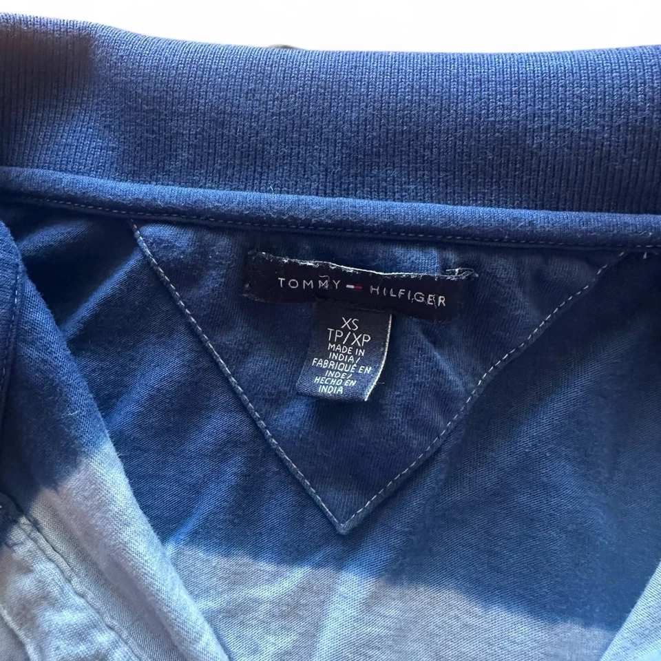 Tommy Hilfiger Women’s Size XS Polo Shirt Dark Blue White Tie Dye Collar Buttons - image 4 of 4