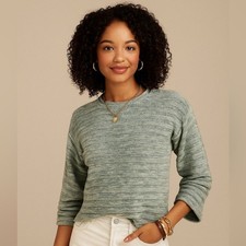 Madewell NWT Crewneck Long-Sleeve Knit Sweater Tee in Blue Horizon Stripe Size S