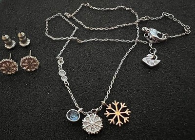 Swarovski Schmuck Set Kette & Schneeflocke Ohrringe 