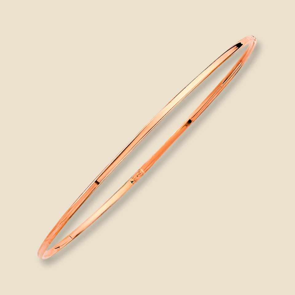 14K 黄金 1.5 毫米普通手镯黄色、白色和玫瑰金手链 – Tehrani — 第 3/4 张图片