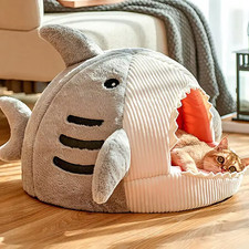 Warm Cat Beds Cartoon Shark Pet Cave Beds Sweet Kittens Basket Cushion Cat Pillo