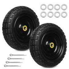 10 Inch Solid Rubber Tires, 4.10/3.50-4 Tire and Flat Free with 5/8" Bearings...