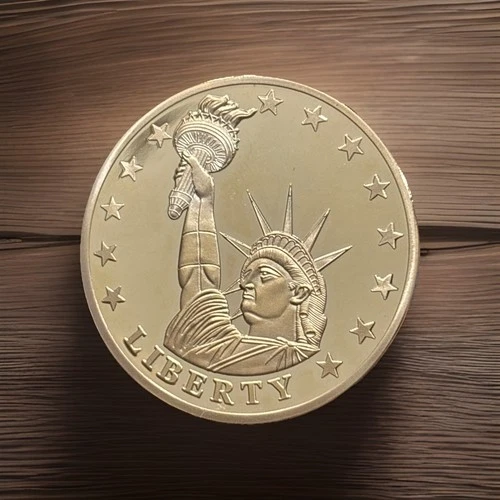 American Mint STATUE OF LIBERTY Coin Medal 24k LAYERED GOLD 40mm PROOF