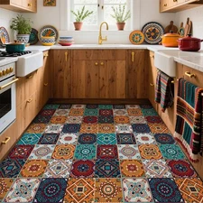 Moroccan Tile Sticker 15.7"*118" Peel and Stick Backsplash Wall Floor Decorative