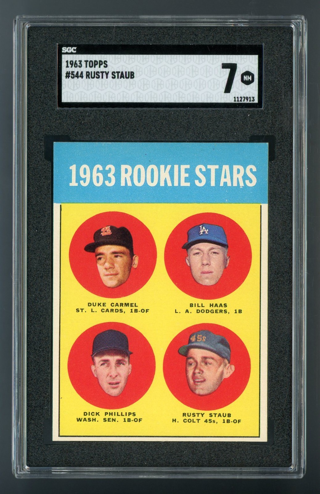 1963 Topps #544 Rookie Stars w/Rusty Staub SGC 7 NM #1127913
