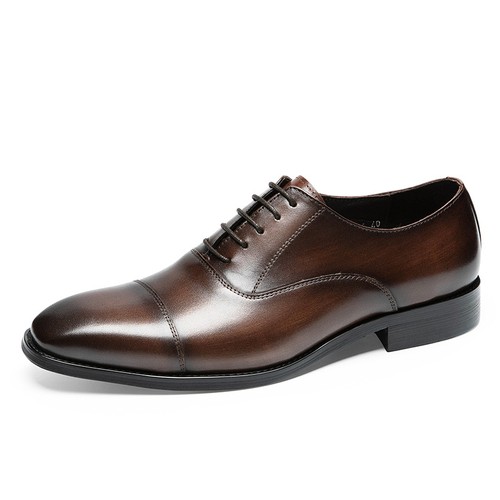 Zapatos Oxford Para Hombres Cuero Real Cuero de Vaca Con Cordones Vestido Formal Negocios Boda Talla - Imagen 5 de 17