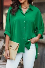 Collared Neck Three-Quarter Sleeve Shirt