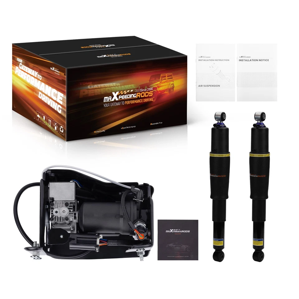 2x Amortiguador de suspensión neumática + bomba de compresor de aire para Cadillac Escalade Suburban GMC Foto 3 de 4