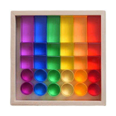 Regenbogen Bauwürfel Bausteine Set für Kinder für Jungen Mädchen Kinder