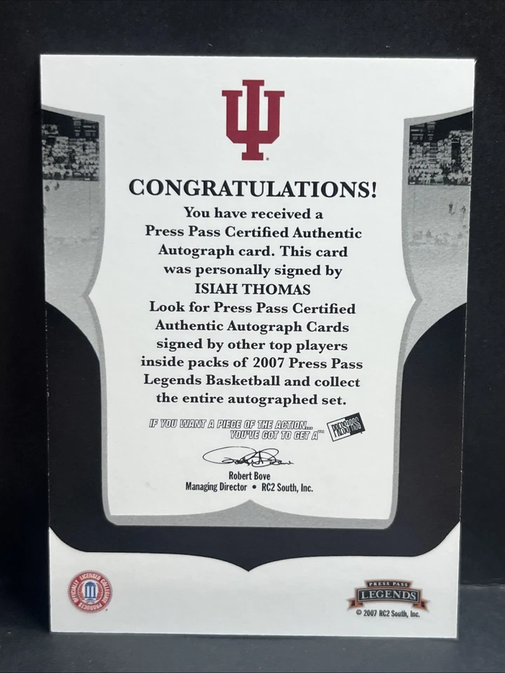 2007 Press Pass Legends Исайя Томас с автографом - Изображение 2 из 3