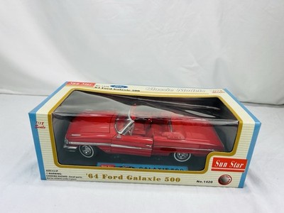 Sun Star 1/18 1964 Ford Galaxie 500 Diecast Red Convertible WITH