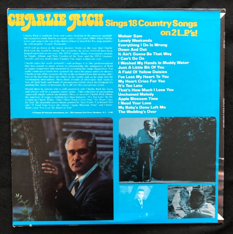 Charlie Rich Sings 18 Songs for Beautiful Girls - 2-Record Set, Pickwick/33 - Image 2 of 3