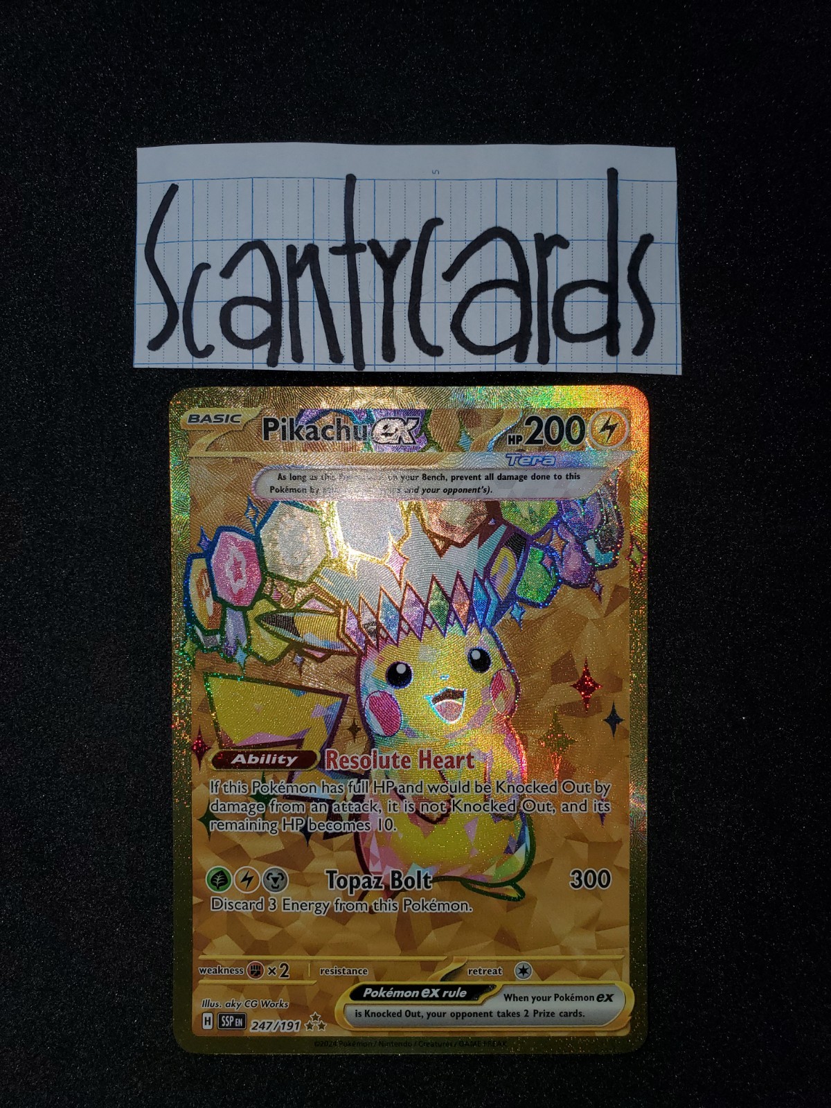 NM pokemon surging sparks hyper rare pikachu ex 247/191