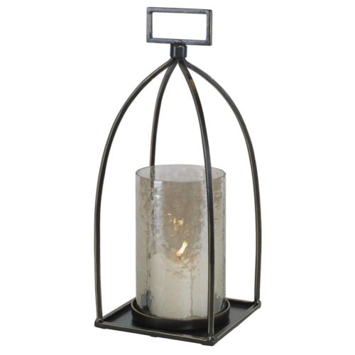 SOPORTE PARA VELAS DE VIDRIO TEXTURIZADO METÁLICO ANTIGUO INSPIRADO RIAD FARMHOUSE XL 16" MÁXIMO - Imagen 2 de 3