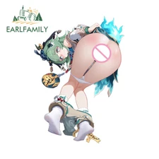 EARLFAMILY 5.1" Bent Over Girl Cute Anime Car Stickers Fashion Cool Laptop Decal