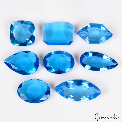 176.30Ct/8 Pcs Lab Created Eye Clean Blue Hydro Topaz Wholesale Loose Gemstones - Picture 3 of 6