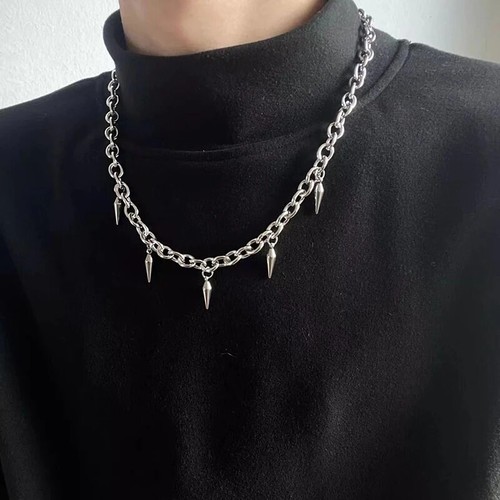 Collar colgante con remache de pasador para hombre mujer estilo gargantilla punk gótico de acero inoxidable - Imagen 2 de 7