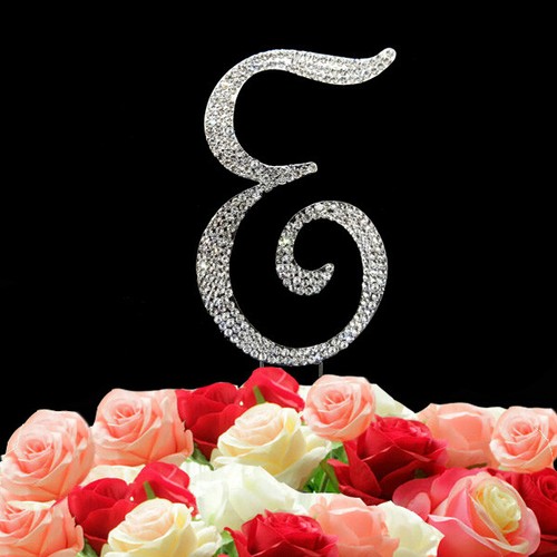 Rhinestone Crystal Monogram Diamante Wedding Cake Topper Letter 12cm & 7cm And - Picture 8 of 40