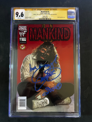 Mankind #1 Variant CGC 9.6 Firmato "Socko"/"Have A Nice Day" di Mick Foley Chaos - Foto 1 di 3