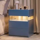 Nightstand with 3 Drawers and RGB LED Lights, Bedside Table with Storage Shelves
