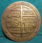 ARMILLARY SPHERE, COATS OF ARMS LUANDA / TOBACCO COMPANY 80mm 1969 BRONZE MEDAL