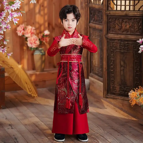 Boys Hanfu Stage Outfit Chinese Dress Boy New Year Tang Suit Traditional Costume - Picture 27 of 30
