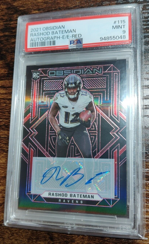 2021 Obsidian Rashod Bateman Electric Etch Red /10 PSA 9! Pop 2 None Higher! RC - Afbeelding 1 van 4