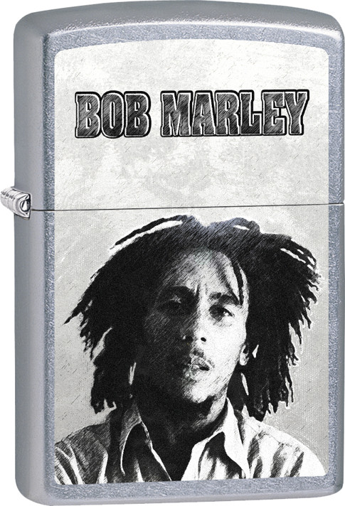 Bob Marley - B&W Face Street Chrome Zippo Lighter