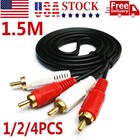 (1/2/4pack) 2-Rca Stereo Analog Audio Cable 2-Rca Male to Male, 5ft 5X