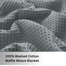 100% COTTON Honeycomb Waffle Throw Warm Suggy Sofa Bed Large with Pillowcases UK
