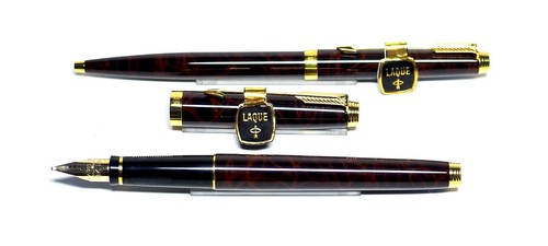 New Old Stock Parker 75 Laque Thuya F/P & B/P Set 14ct ITALIC Gold Nib with Box - Bild 2 von 10