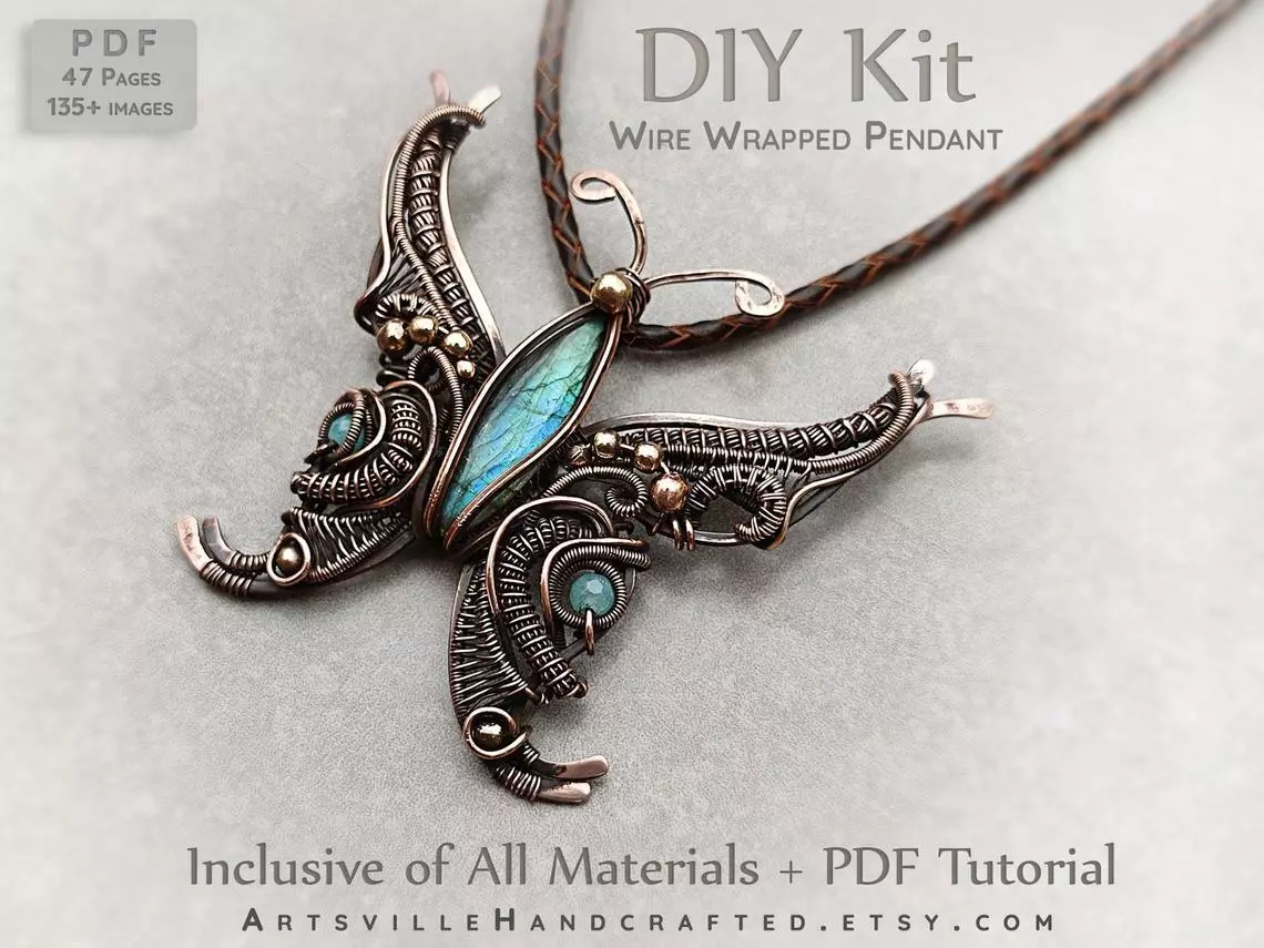 Jewelry Making Full DIY Kit Wire Wrapping Pendant Adult Craft