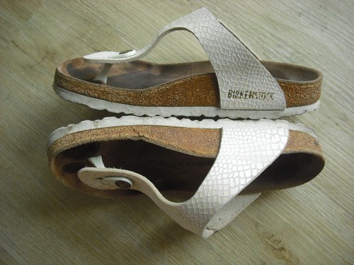 Birkenstock Gizeh 36 normal Shiny Snake Cream, getragen und gut eingelaufen, nor - Bild 3 von 4