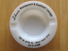 VTG ASHTRAY LIBORIO RESTAURANT COCKTAIL 150 W 47th ST NEW YORK CITY PH JU-2-6188