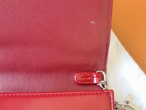 DIOR Patent Cannage Lady Dior Convertible Clutch Pouch Red - Picture 5 of 12
